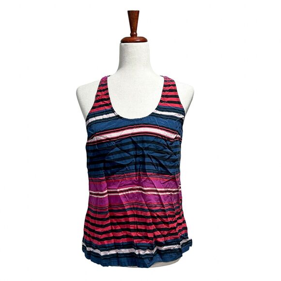 Joie‎ Silk Shirt Size Medium Striped T-Back Boho Preppy Sleeveless Tank Top (6) - Picture 1 of 8
